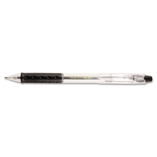 Pentel® wholesale. PENTEL RSVP RT Retractable Ballpoint Pen, 1mm, Black Ink, Clear Barrel, Dozen. HSD Wholesale: Janitorial Supplies, Breakroom Supplies, Office Supplies.