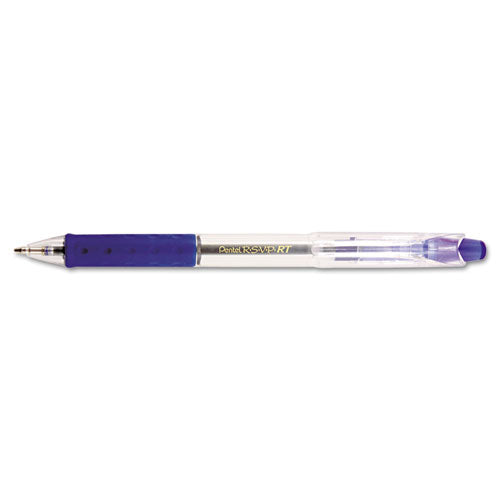 Pentel® wholesale. PENTEL RSVP RT Retractable Ballpoint Pen, Medium 1mm, Blue Ink, Clear Barrel, Dozen. HSD Wholesale: Janitorial Supplies, Breakroom Supplies, Office Supplies.