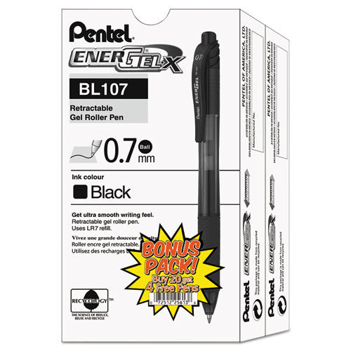 Pentel® wholesale. PENTEL Energel-x Retractable Gel Pen, 0.7 Mm Metal Tip, Black Ink-barrel, 24-pack. HSD Wholesale: Janitorial Supplies, Breakroom Supplies, Office Supplies.
