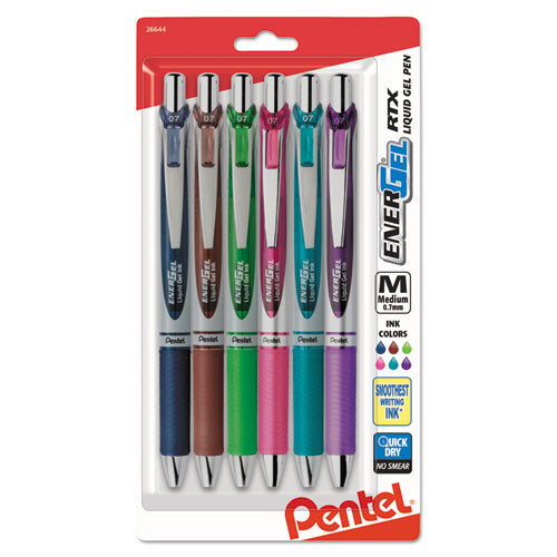 Pentel® wholesale. PENTEL Energel Rtx Retractable Gel Pen, Medium 0.7 Mm, Assorted Ink-barrel, 6-pack. HSD Wholesale: Janitorial Supplies, Breakroom Supplies, Office Supplies.