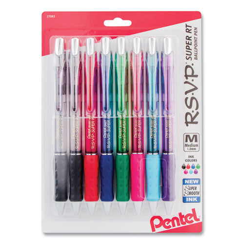 Pentel® wholesale. PENTEL RSVP Super Rt Retractable Ballpoint Pen, 1mm, Assorted Ink-barrel, 8-pack. HSD Wholesale: Janitorial Supplies, Breakroom Supplies, Office Supplies.