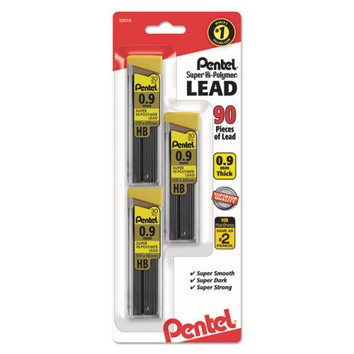 Pentel® wholesale. PENTEL Super Hi-polymer Lead Refills, 0.9 Mm, Hb, Black, 30-tube, 3 Tubes-pack. HSD Wholesale: Janitorial Supplies, Breakroom Supplies, Office Supplies.