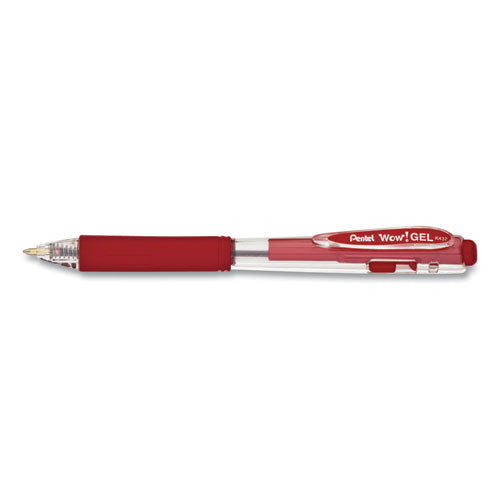Pentel® wholesale. PENTEL Wow! Retractable Gel Pen, Medium 0.7 Mm, Red Ink, Clear-red Barrel, Dozen. HSD Wholesale: Janitorial Supplies, Breakroom Supplies, Office Supplies.