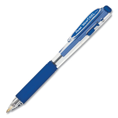 Pentel® wholesale. PENTEL Wow! Retractable Gel Pen, Medium 0.7 Mm, Blue Ink, Clear-blue Barrel, Dozen. HSD Wholesale: Janitorial Supplies, Breakroom Supplies, Office Supplies.