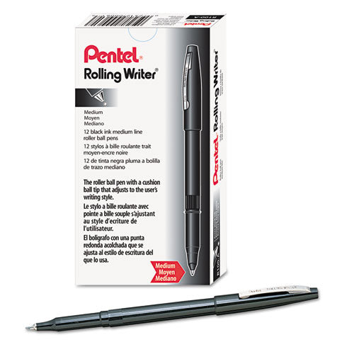 Pentel® wholesale. PENTEL Rolling Writer Stick Roller Ball Pen, Medium 0.8mm, Black Ink-barrel, Dozen. HSD Wholesale: Janitorial Supplies, Breakroom Supplies, Office Supplies.