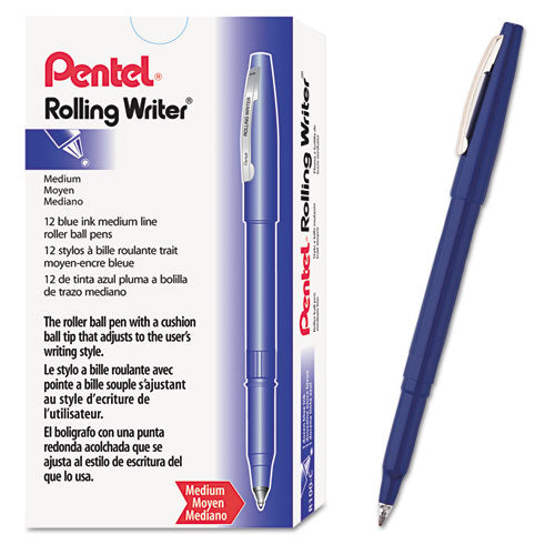 Pentel® wholesale. PENTEL Rolling Writer Stick Roller Ball Pen, Medium 0.8mm, Blue Ink-barrel, Dozen. HSD Wholesale: Janitorial Supplies, Breakroom Supplies, Office Supplies.