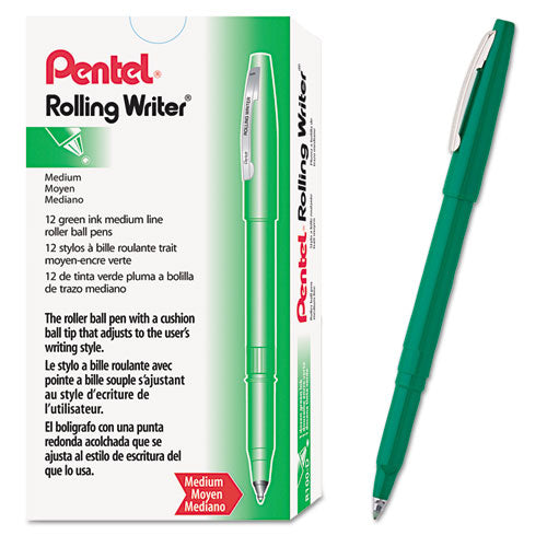 Pentel® wholesale. PENTEL Rolling Writer Stick Roller Ball Pen, Medium 0.8mm, Green Ink-barrel, Dozen. HSD Wholesale: Janitorial Supplies, Breakroom Supplies, Office Supplies.