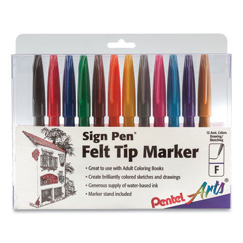 Pentel Arts® wholesale. Sign Pen Color Marker, Extra-fine Bullet Tip, Assorted Colors, 12-set. HSD Wholesale: Janitorial Supplies, Breakroom Supplies, Office Supplies.