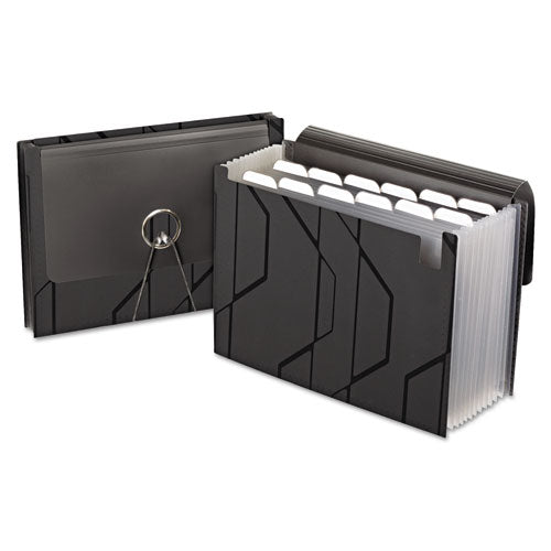 Pendaflex® wholesale. PENDAFLEX Sliding Cover Expanding File, 4" Expansion, 13 Sections, 1-6-cut Tab, Letter Size, Black. HSD Wholesale: Janitorial Supplies, Breakroom Supplies, Office Supplies.