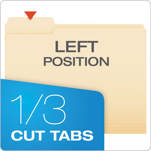 Pendaflex® wholesale. PENDAFLEX Manila File Folders, 1-3-cut Tabs, Left Position, Left Position, Letter Size, 100-box. HSD Wholesale: Janitorial Supplies, Breakroom Supplies, Office Supplies.