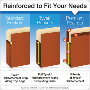 Pendaflex® wholesale. PENDAFLEX Premium Reinforced Expanding File Pockets, 5.25" Expansion, Legal Size, Red Fiber, 5-box. HSD Wholesale: Janitorial Supplies, Breakroom Supplies, Office Supplies.