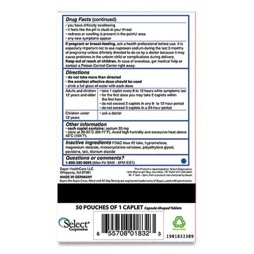 Aleve® wholesale. Pain Reliever Tablets, 50 Packs-box. HSD Wholesale: Janitorial Supplies, Breakroom Supplies, Office Supplies.