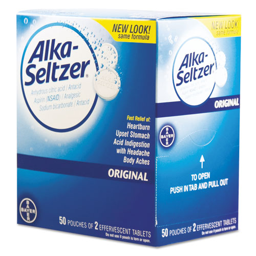 Alka-Seltzer® wholesale. Antacid And Pain Relief Medicine, Two-pack, 50 Packs-box. HSD Wholesale: Janitorial Supplies, Breakroom Supplies, Office Supplies.