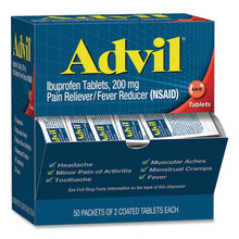 Load image into Gallery viewer, Advil® wholesale. Ibuprofen Tablets, Two-packs, 50 Packs-box. HSD Wholesale: Janitorial Supplies, Breakroom Supplies, Office Supplies.