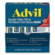 Advil® wholesale. Ibuprofen Tablets, Two-packs, 50 Packs-box. HSD Wholesale: Janitorial Supplies, Breakroom Supplies, Office Supplies.