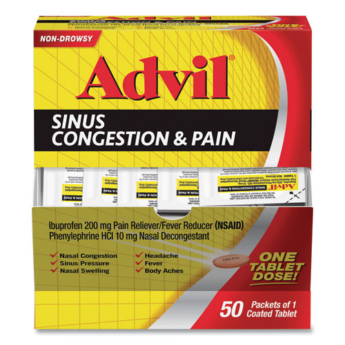 Advil® wholesale. Sinus Congestion And Pain Relief, 50-box. HSD Wholesale: Janitorial Supplies, Breakroom Supplies, Office Supplies.