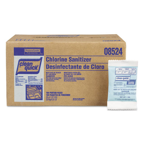 Clean Quick® wholesale. Powdered Chlorine-based Sanitizer, 1oz Packet, 100-carton. HSD Wholesale: Janitorial Supplies, Breakroom Supplies, Office Supplies.