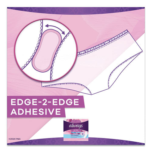 Always® wholesale. Thin Daily Panty Liners, Regular, 120-pack. HSD Wholesale: Janitorial Supplies, Breakroom Supplies, Office Supplies.