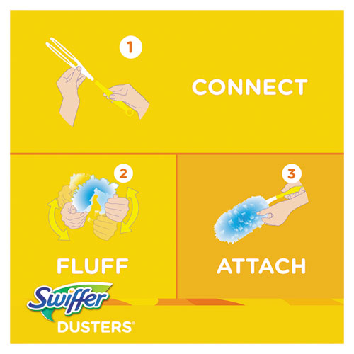 Swiffer® wholesale. Swiffer Dusters Starter Kit, Dust Lock Fiber, 6" Handle, Blue-yellow, 6-carton. HSD Wholesale: Janitorial Supplies, Breakroom Supplies, Office Supplies.