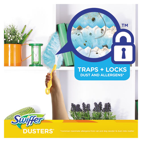 Swiffer® wholesale. Swiffer Dusters Starter Kit, Dust Lock Fiber, 6" Handle, Blue-yellow, 6-carton. HSD Wholesale: Janitorial Supplies, Breakroom Supplies, Office Supplies.