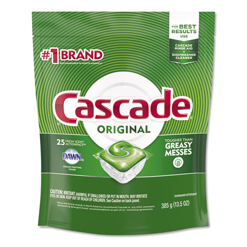 Cascade® wholesale. CASCADE Actionpacs, Fresh Scent, 13.5 Oz Bag, 25-pack, 5 Packs-carton. HSD Wholesale: Janitorial Supplies, Breakroom Supplies, Office Supplies.