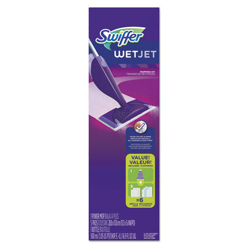 Swiffer® wholesale. Swiffer Wetjet Mop Starter Kit, 46" Handle, Silver-purple. HSD Wholesale: Janitorial Supplies, Breakroom Supplies, Office Supplies.
