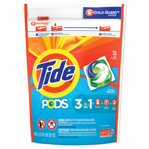 Tide® wholesale. Tide® Pods, Laundry Detergent, Clean Breeze, 35-pack, 4 Pack-carton. HSD Wholesale: Janitorial Supplies, Breakroom Supplies, Office Supplies.