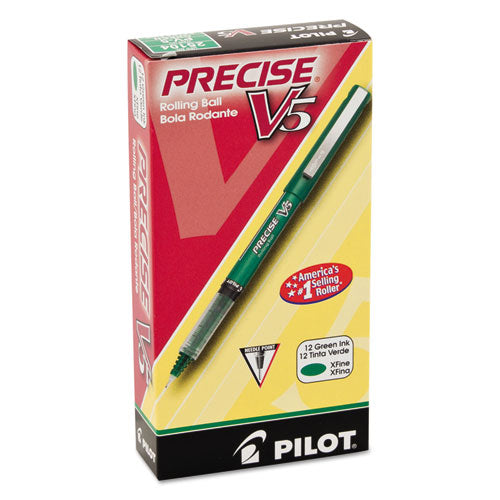 Pilot® wholesale. Precise V5 Stick Roller Ball Pen, Extra-fine 0.5mm, Green Ink-barrel, Dozen. HSD Wholesale: Janitorial Supplies, Breakroom Supplies, Office Supplies.