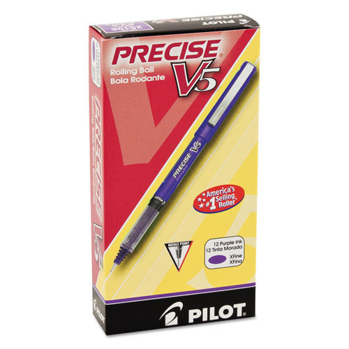 Pilot® wholesale. Precise V5 Stick Roller Ball Pen, 0.5mm, Purple Ink-barrel, Dozen. HSD Wholesale: Janitorial Supplies, Breakroom Supplies, Office Supplies.