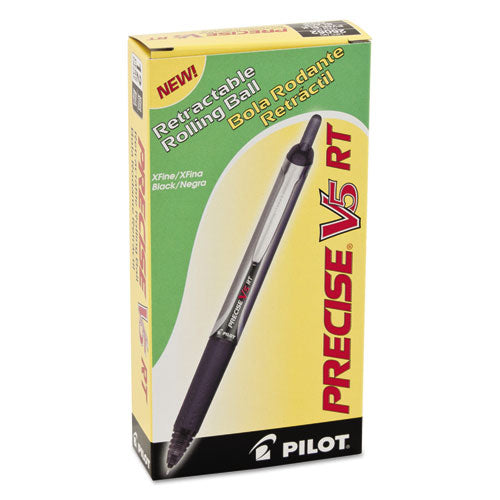 Pilot® wholesale. Precise V5rt Retractable Roller Ball Pen, 0.5mm, Black Ink-barrel. HSD Wholesale: Janitorial Supplies, Breakroom Supplies, Office Supplies.