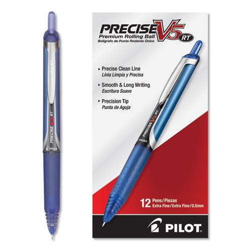 Pilot® wholesale. Precise V5rt Retractable Roller Ball Pen, 0.5mm, Blue Ink-barrel. HSD Wholesale: Janitorial Supplies, Breakroom Supplies, Office Supplies.