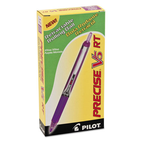 Pilot® wholesale. Precise V5rt Retractable Roller Ball Pen, 0.5mm, Purple Ink-barrel. HSD Wholesale: Janitorial Supplies, Breakroom Supplies, Office Supplies.