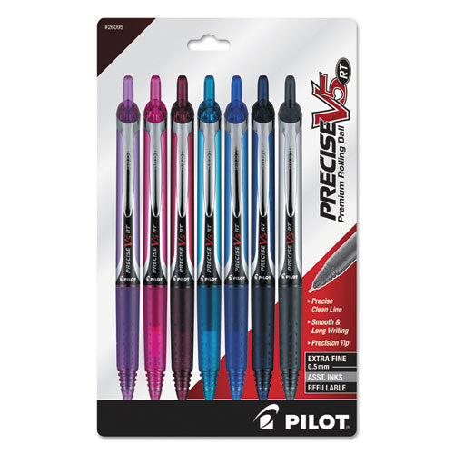 Pilot® wholesale. Precise V5rt Retractable Roller Ball Pen, 0.5mm, Assorted Ink-barrel, 7-pack. HSD Wholesale: Janitorial Supplies, Breakroom Supplies, Office Supplies.