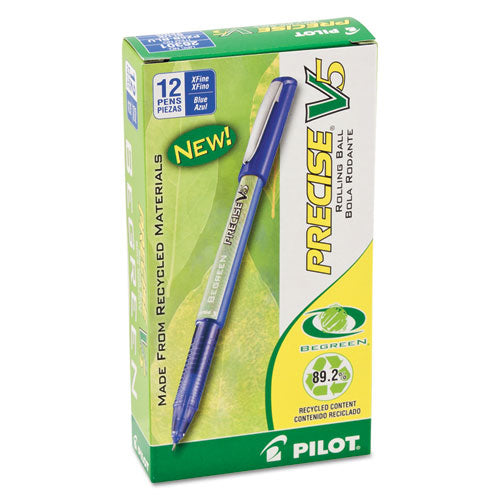 Pilot® wholesale. Precise V5 Begreen Stick Roller Ball Pen, 0.5mm, Blue Ink-barrel, Dozen. HSD Wholesale: Janitorial Supplies, Breakroom Supplies, Office Supplies.