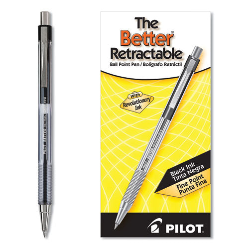 Pilot® wholesale. Better Retractable Ballpoint Pen, Fine 0.7mm, Black Ink, Tinted Barrel, Dozen. HSD Wholesale: Janitorial Supplies, Breakroom Supplies, Office Supplies.