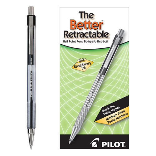 Pilot® wholesale. Better Retractable Ballpoint Pen, Medium 1mm, Black Ink, Smoke Barrel, Dozen. HSD Wholesale: Janitorial Supplies, Breakroom Supplies, Office Supplies.