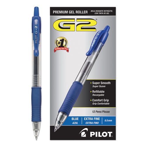 Pilot® wholesale. G2 Premium Retractable Gel Pen, 0.5 Mm, Blue Ink, Smoke Barrel, Dozen. HSD Wholesale: Janitorial Supplies, Breakroom Supplies, Office Supplies.