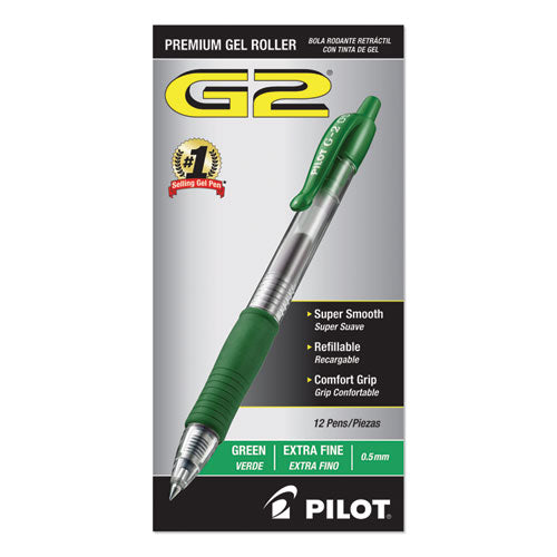 Pilot® wholesale. G2 Premium Retractable Gel Pen, 0.5 Mm, Green Ink, Smoke Barrel, Dozen. HSD Wholesale: Janitorial Supplies, Breakroom Supplies, Office Supplies.