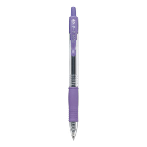 Pilot® wholesale. G2 Premium Retractable Gel Pen, 0.5 Mm, Purple Ink, Smoke Barrel, Dozen. HSD Wholesale: Janitorial Supplies, Breakroom Supplies, Office Supplies.