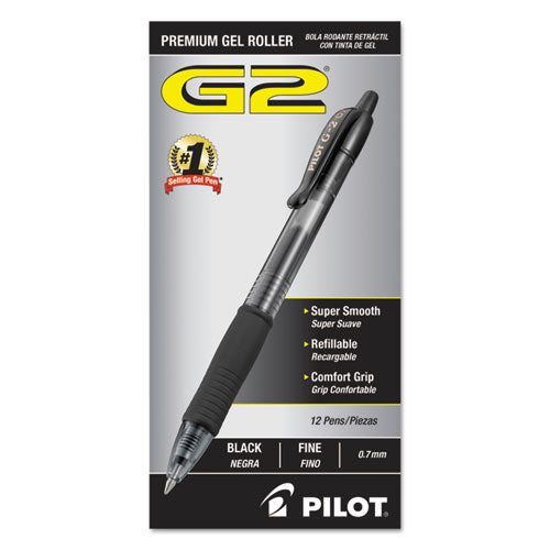 Pilot® wholesale. G2 Premium Retractable Gel Pen, 0.7 Mm, Black Ink, Smoke Barrel, Dozen. HSD Wholesale: Janitorial Supplies, Breakroom Supplies, Office Supplies.