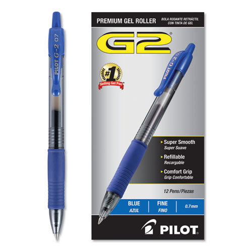 Pilot® wholesale. G2 Premium Retractable Gel Pen, 0.7 Mm, Blue Ink, Smoke Barrel, Dozen. HSD Wholesale: Janitorial Supplies, Breakroom Supplies, Office Supplies.