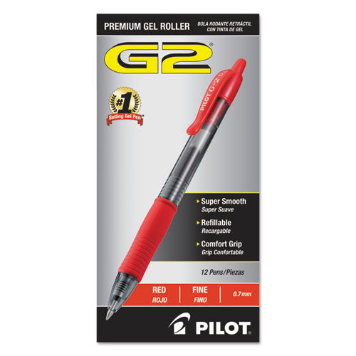 Pilot® wholesale. G2 Premium Retractable Gel Pen, 0.7 Mm, Red Ink, Smoke Barrel, Dozen. HSD Wholesale: Janitorial Supplies, Breakroom Supplies, Office Supplies.