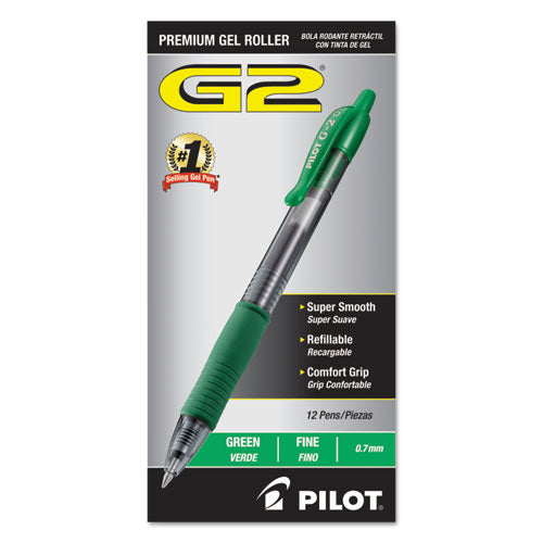 Pilot® wholesale. G2 Premium Retractable Gel Pen, 0.7 Mm, Green Ink, Smoke Barrel, Dozen. HSD Wholesale: Janitorial Supplies, Breakroom Supplies, Office Supplies.