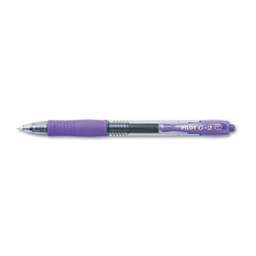 Pilot® wholesale. G2 Premium Retractable Gel Pen, 0.7 Mm, Purple Ink, Smoke Barrel, Dozen. HSD Wholesale: Janitorial Supplies, Breakroom Supplies, Office Supplies.