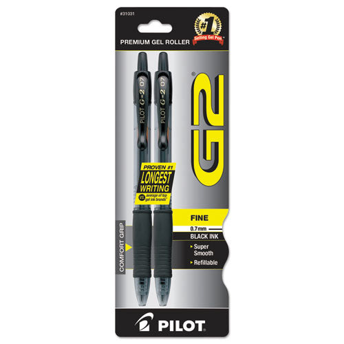 Pilot® wholesale. G2 Premium Retractable Gel Pen, 0.7 Mm, Black Ink, Smoke Barrel, 2-pack. HSD Wholesale: Janitorial Supplies, Breakroom Supplies, Office Supplies.