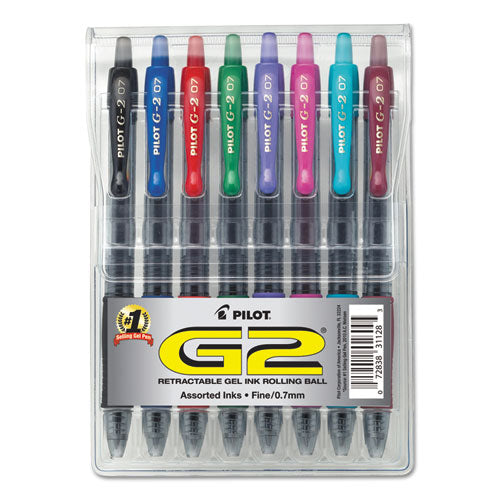 Pilot® wholesale. G2 Premium Retractable Gel Pen, 0.7 Mm, Assorted Ink-barrel, 8-set. HSD Wholesale: Janitorial Supplies, Breakroom Supplies, Office Supplies.