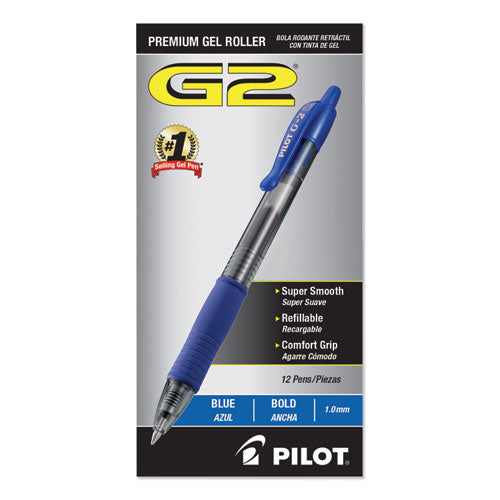 Pilot® wholesale. G2 Premium Retractable Gel Pen, 1 Mm, Blue Ink, Smoke Barrel, Dozen. HSD Wholesale: Janitorial Supplies, Breakroom Supplies, Office Supplies.