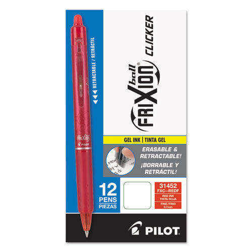 Pilot® wholesale. Frixion Clicker Erasable Retractable Gel Pen, Fine 0.7 Mm, Red Ink, Red Barrel. HSD Wholesale: Janitorial Supplies, Breakroom Supplies, Office Supplies.