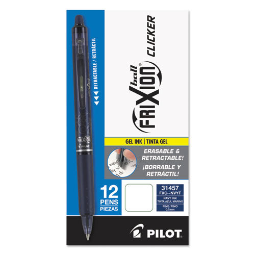 Pilot® wholesale. Frixion Clicker Erasable Retractable Gel Pen, Fine 0.7 Mm, Navy Ink, Navy Barrel. HSD Wholesale: Janitorial Supplies, Breakroom Supplies, Office Supplies.