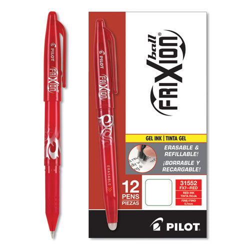 Pilot® wholesale. Frixion Ball Erasable Stick Gel Pen, Fine 0.7mm, Red Ink, Red Barrel. HSD Wholesale: Janitorial Supplies, Breakroom Supplies, Office Supplies.